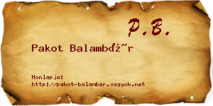 Pakot Balambér névjegykártya